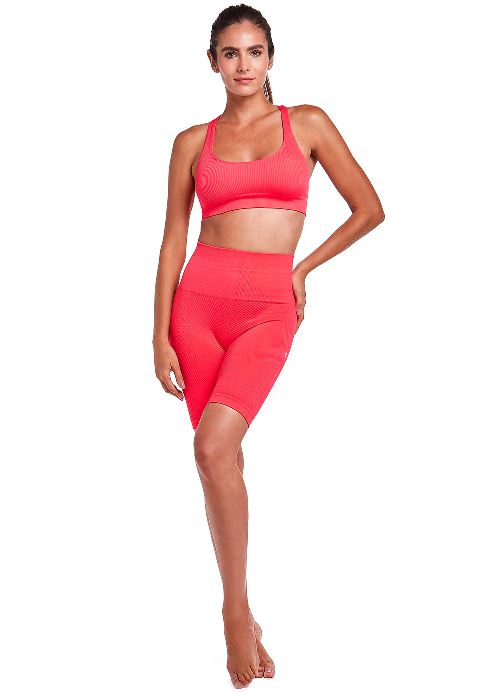 Bermuda Fitness Cintura Alta Tecido Texturizado Energy