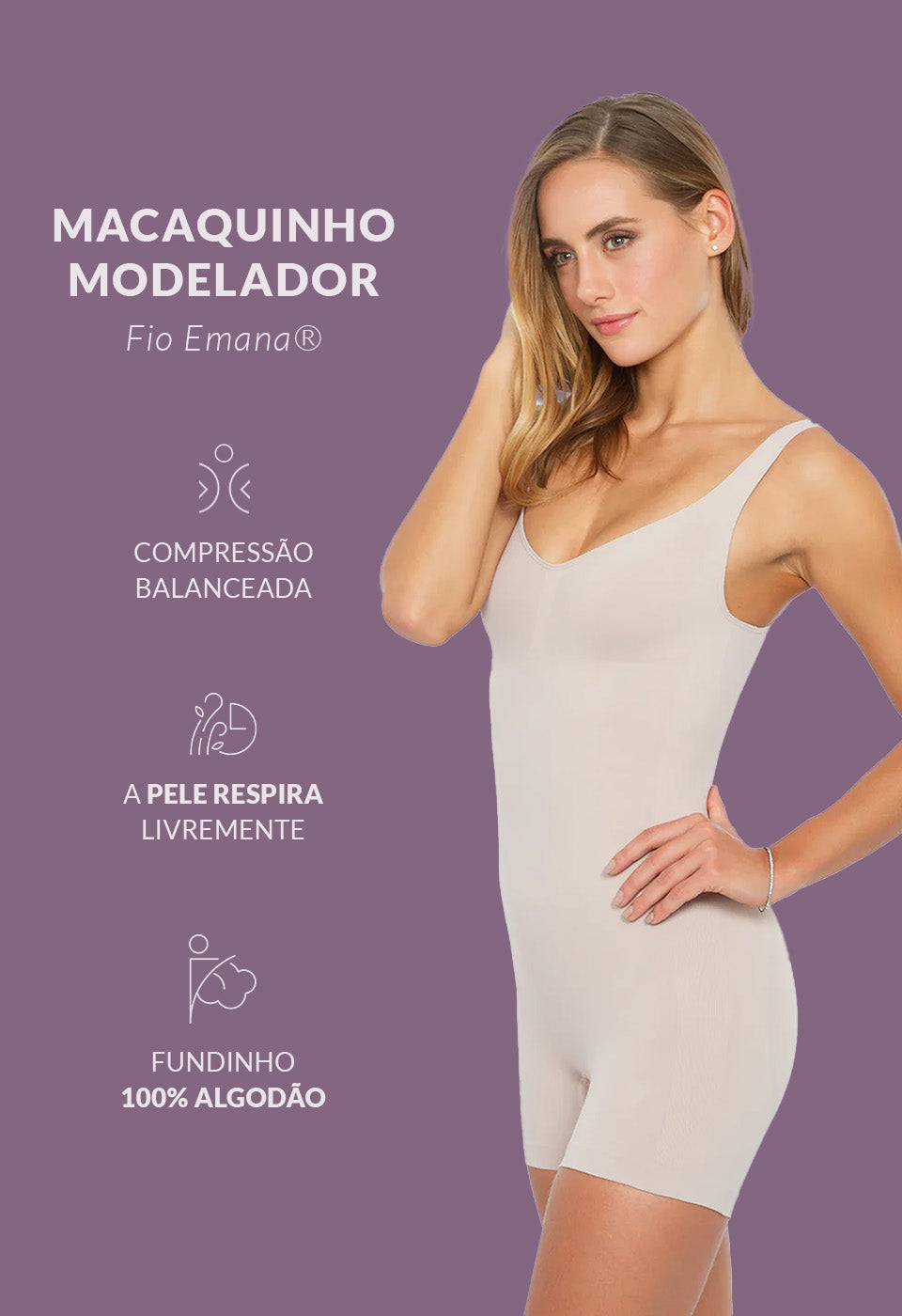 Body Macaquinho Ameniza Celulite Emana Base
