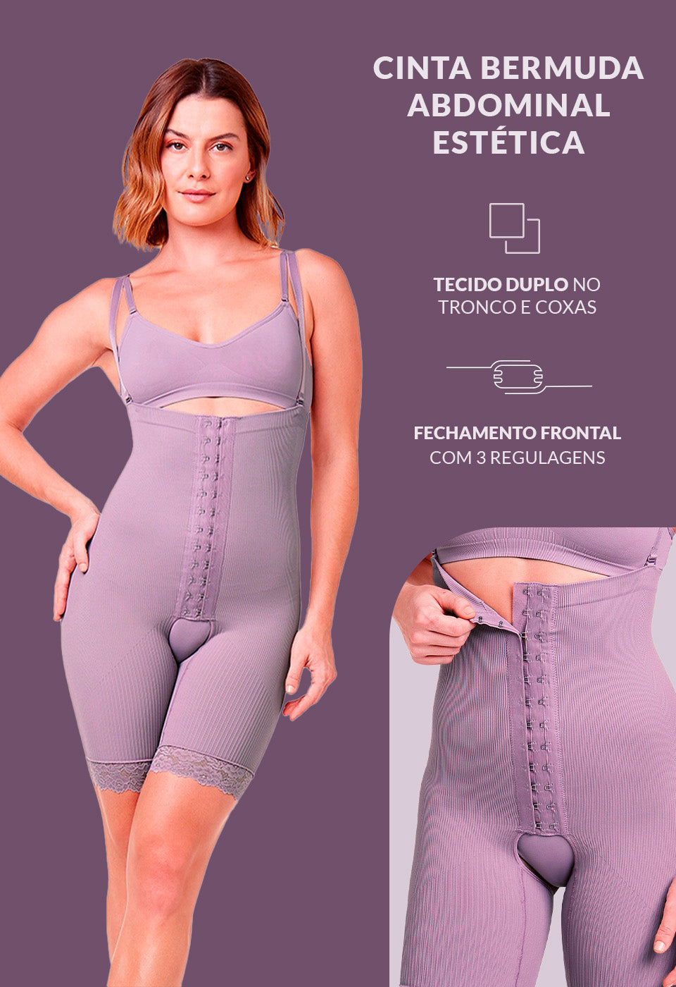 Cinta Estética Ameniza Celulite Emana Lilac