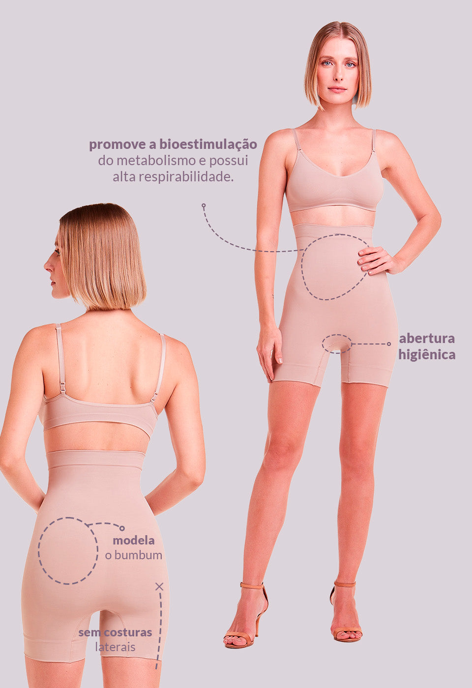 Shorts Ameniza Celulite Cintura Alta Emana Preto