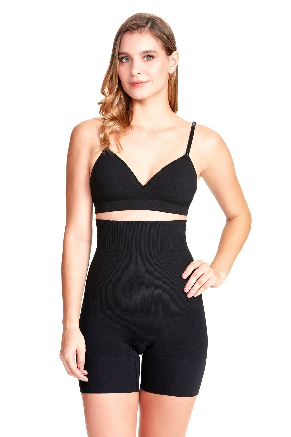 Shorts Modelador Abdominal Com Barbatana Preto