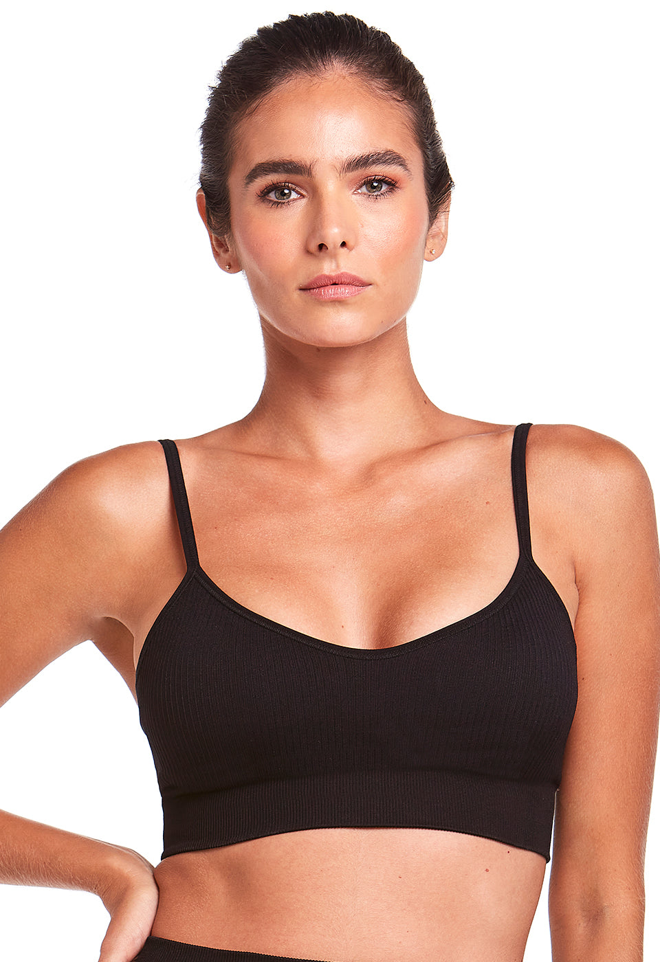 Top Fitness Com Bojo Removível Tecido Texturizado Preto