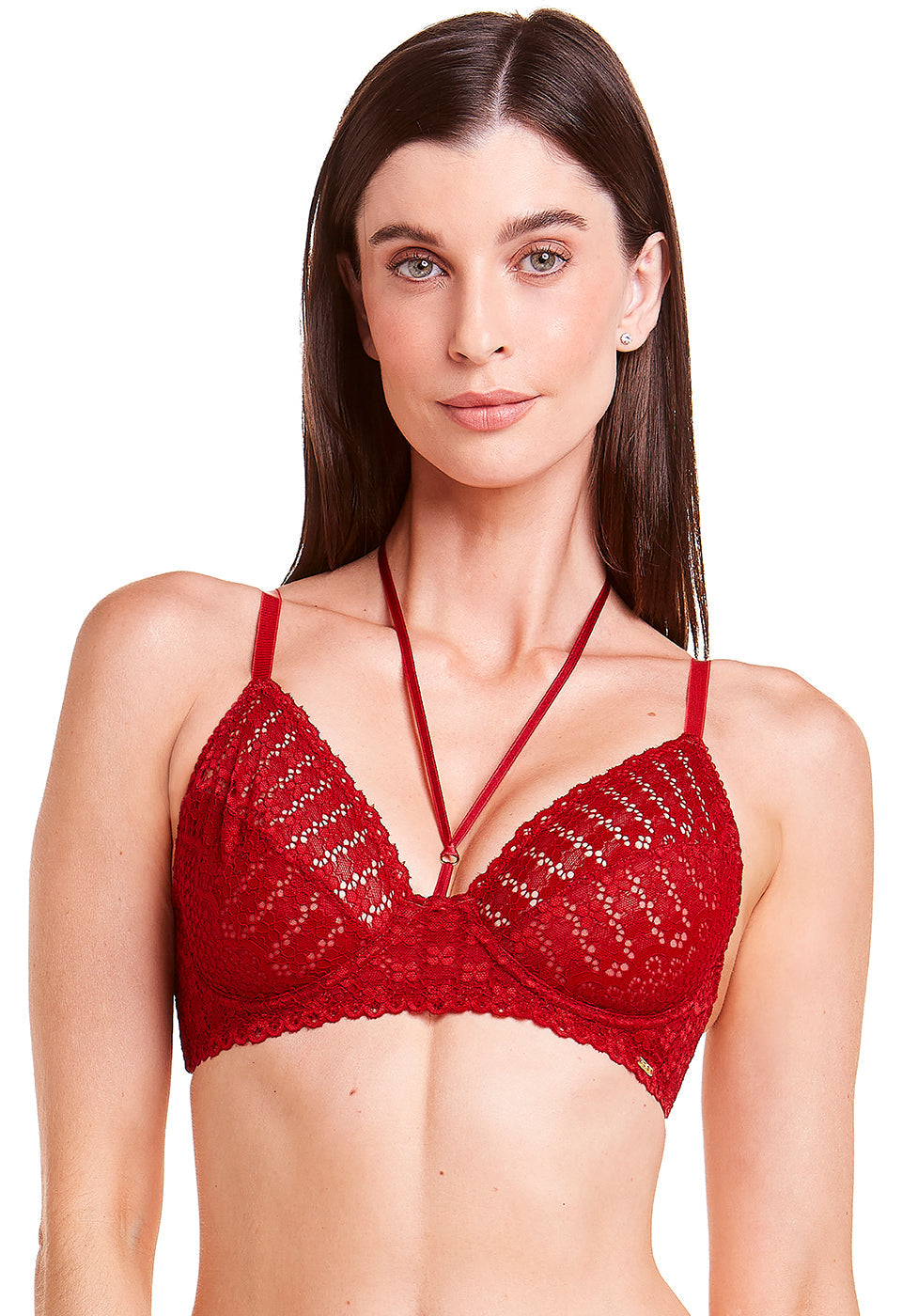 Sutiã Strappy Em Renda L'Amour Sem Bojo Com Aro Rouge