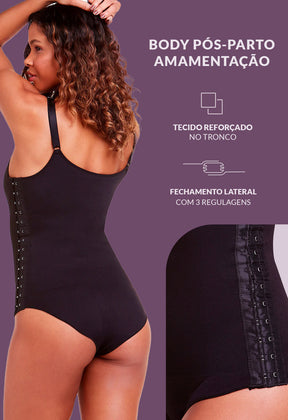 Body Amamentação Pós Parto Sutiã Duplo Preto