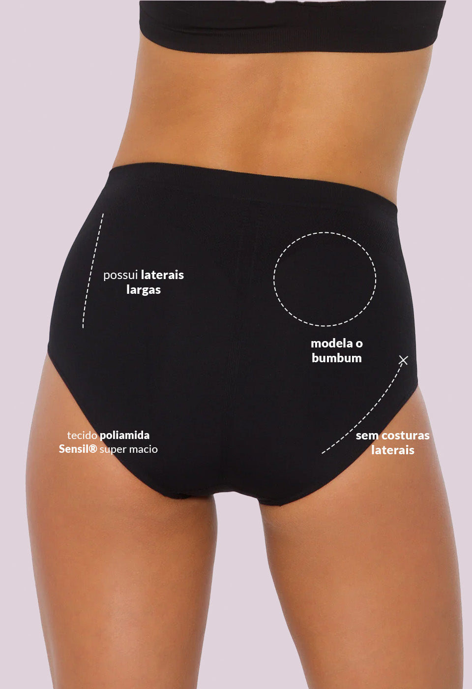 Calcinha Modeladora Cintura Alta Preto