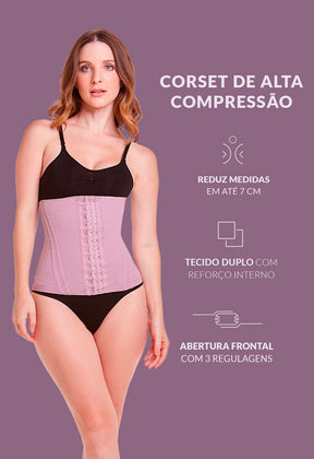 Corset Alta Compressão Com Barbatana Tecido Duplo Preto