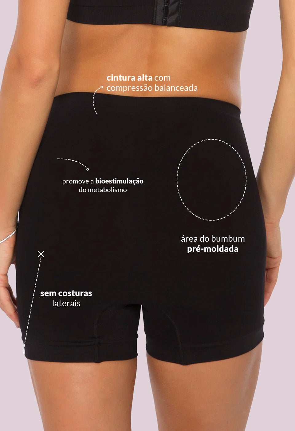 Shorts Ameniza Celulite Cintura Média Emana Preto